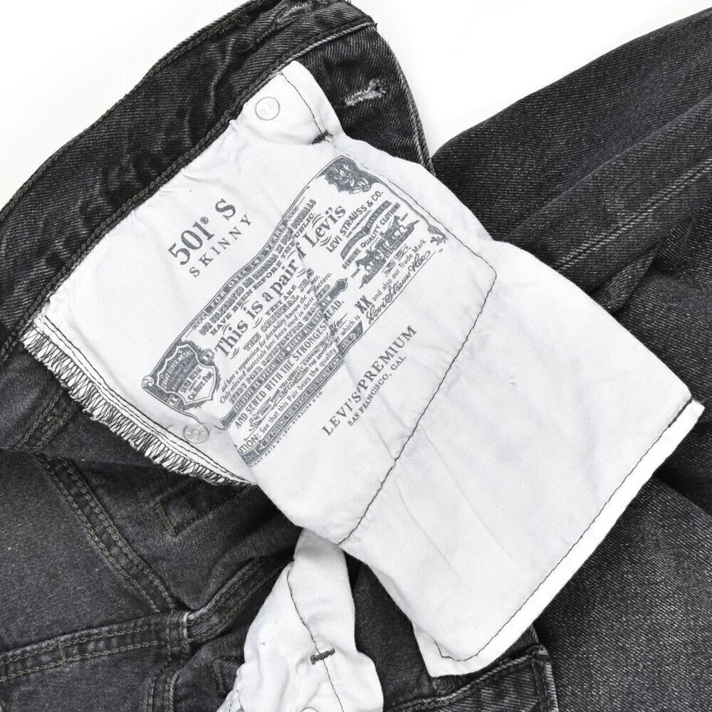 Levi's 501 Skinny Distressed Jeans Black Stick - 26 - Picture 11 of 11